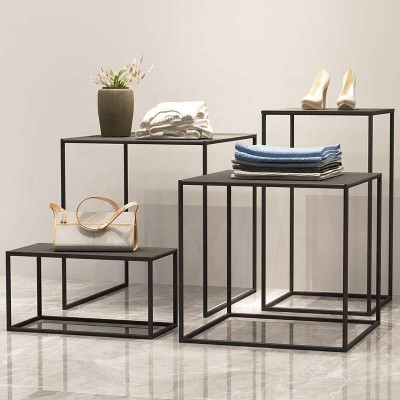 Clothing Shop Display Table Freestanding Metal Black Retail Nesting Tables