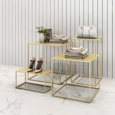 Brushed Gold Clothing Display Table / Garment Shop Display Table / Nesting Tables for Retail Display