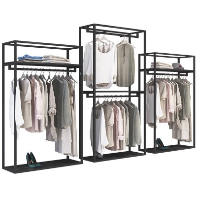 New Design Square Pipe Type Clothing Rack Metal Clothing Racks Clothing Shop Fittings