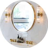 Wholesale Round Steel Brushed Gold Decorative Shaped Aluminum Frame Vanity Mirror